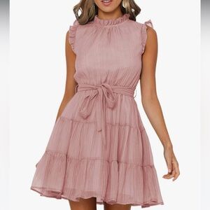Women’s‎ Elegant Dusty Pink Ruffle Tiered A-line Dress Size Small